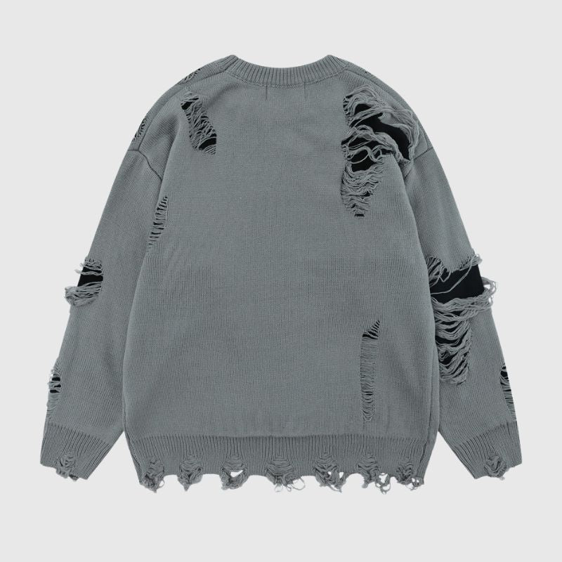 Style Core Aesthetics, New Style Trends Laid-back Crochet Distressed Knit Sweater