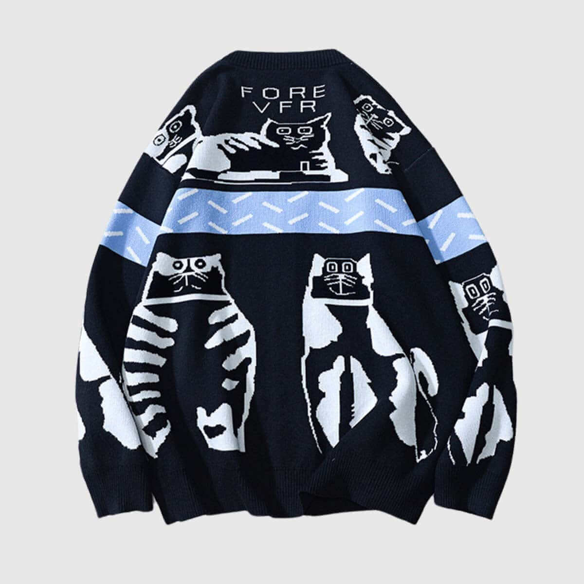 Style Core Aesthetics, New Style Trends Lazy Cat Pattern Cardigan