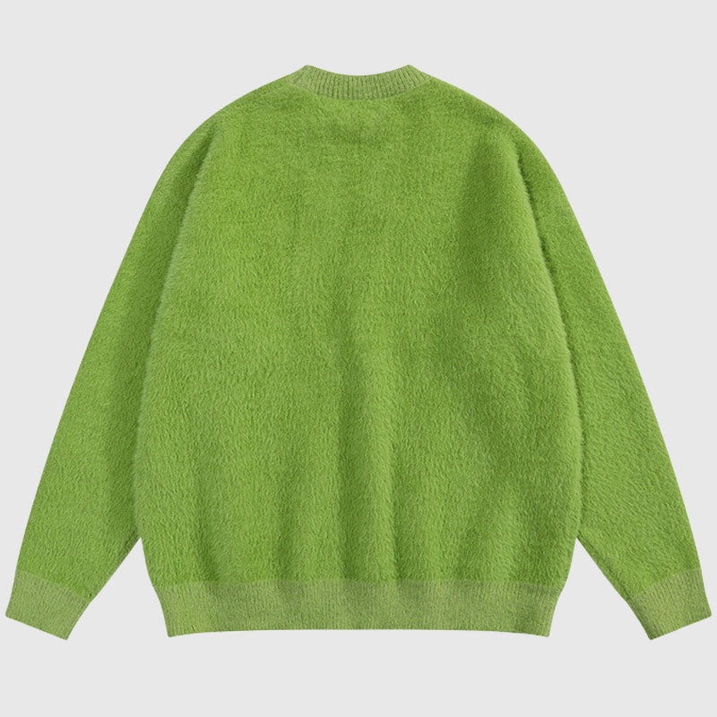 Style Core Aesthetics, New Style Trends Letter Embroidered Solid Color Pullover
