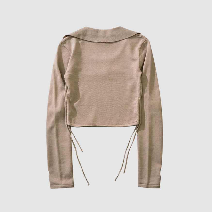 Style Core Aesthetics, New Style Trends Letter Embroidery Drawstring Knit Crop Top