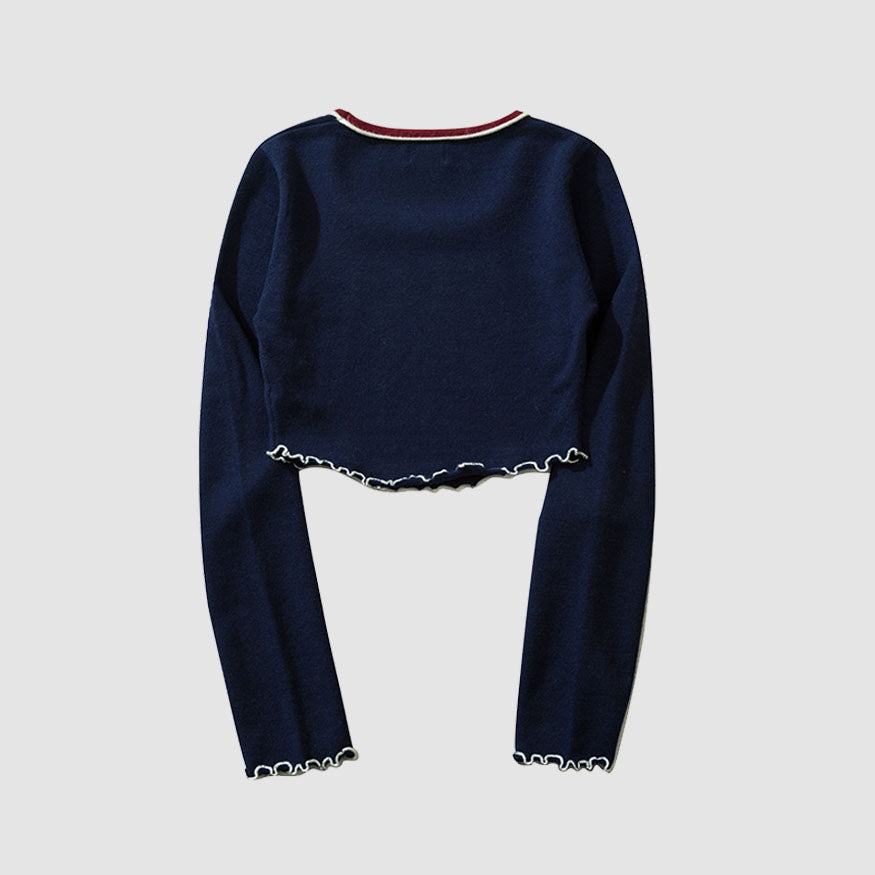 Style Core Aesthetics, New Style Trends Letter Embroidery Trim Knit Crop Top