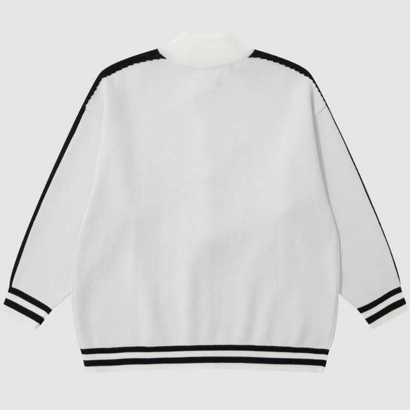 Style Core Aesthetics, New Style Trends Letter Jacquard Patchwork Knit Cardigan