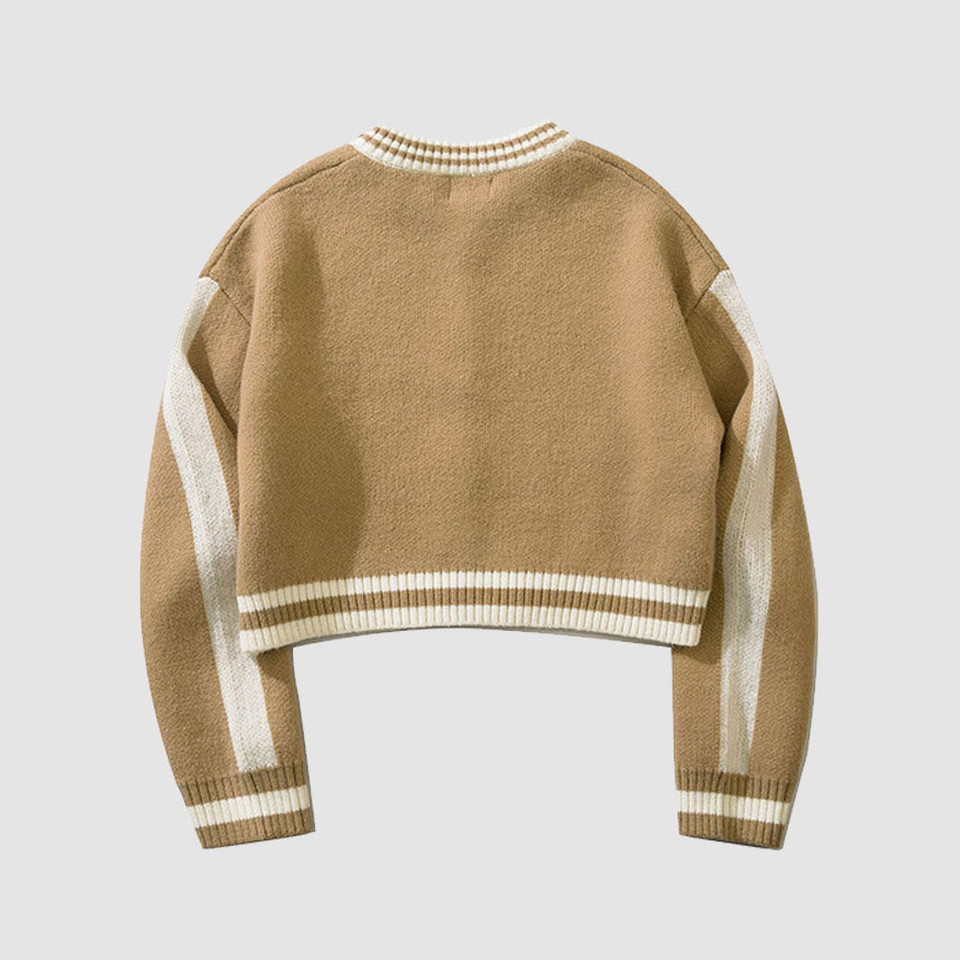 Style Core Aesthetics, New Style Trends Letter Pattern Jacquard Knit Jacket