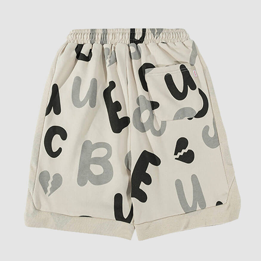 Style Core Aesthetics, New Style Trends Letter Print Drawstring Sport Shorts
