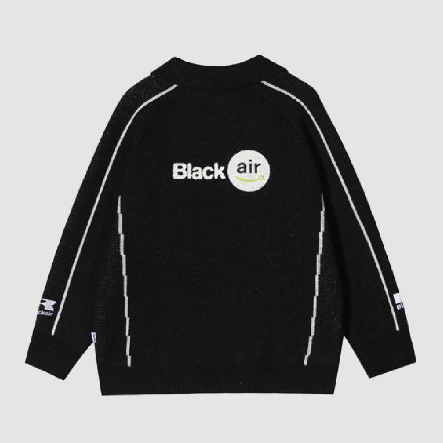Style Core Aesthetics, New Style Trends Lightning Pattern Collared Sweater