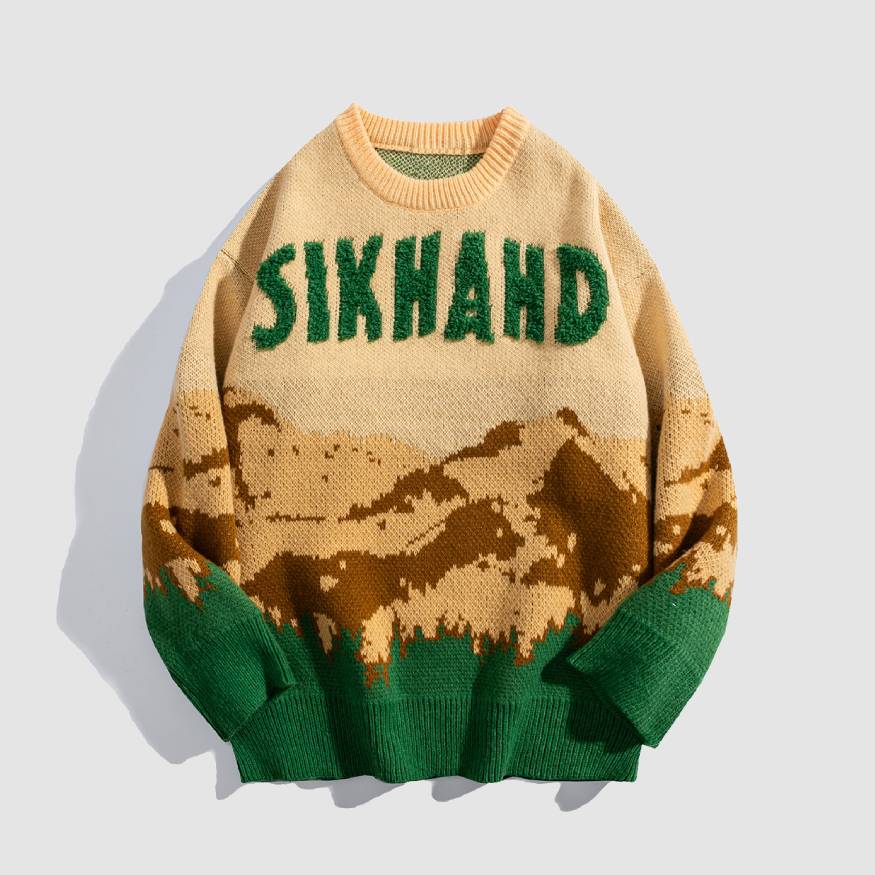 Style Core Aesthetics, New Style Trends Mountain Landscape Pattern Sweater