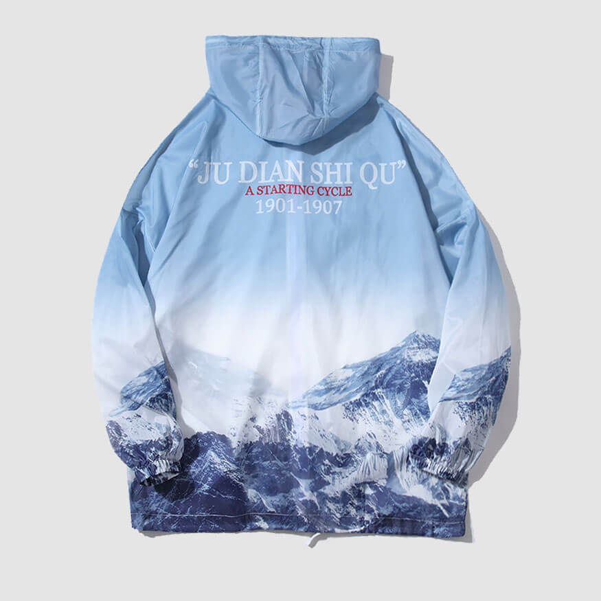 Style Core Aesthetics, New Style Trends Mountain Pattern Hooded Sunproof QD Jacket