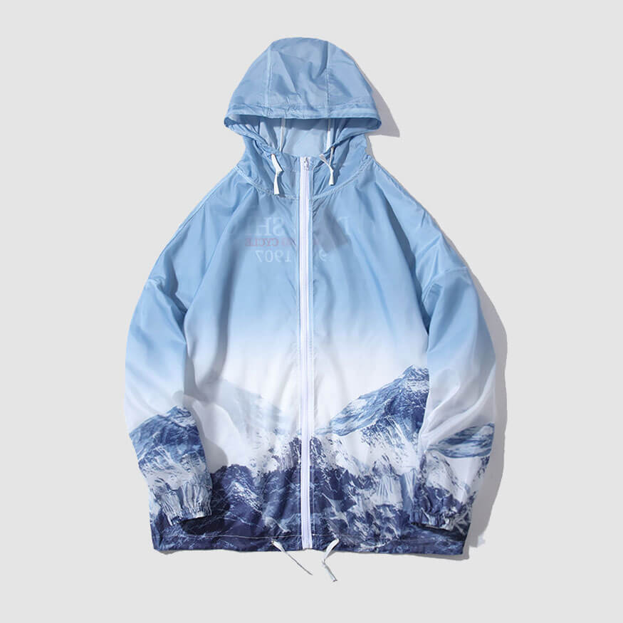 Style Core Aesthetics, New Style Trends Mountain Pattern Hooded Sunproof QD Jacket
