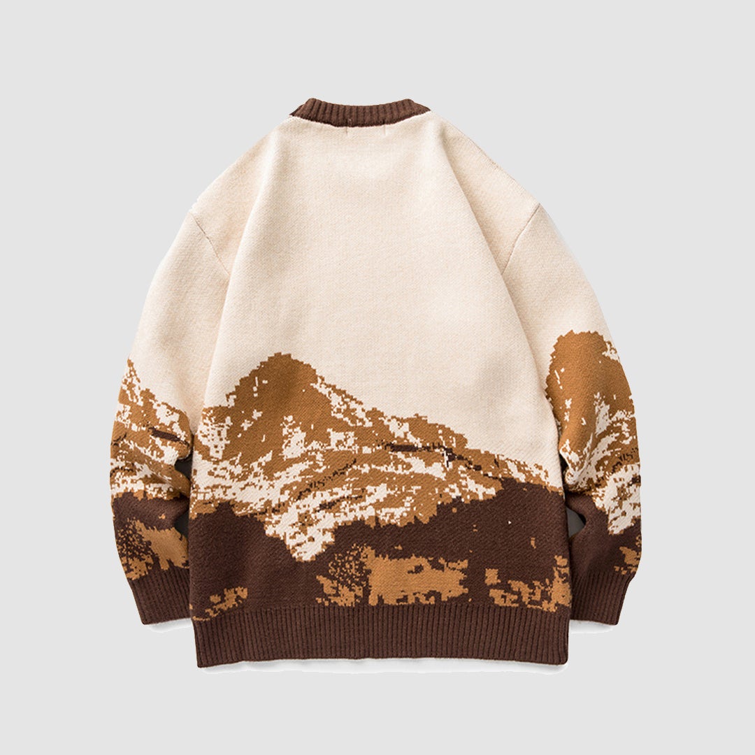 Style Core Aesthetics, New Style Trends Mountain Pattern Knitted Sweater