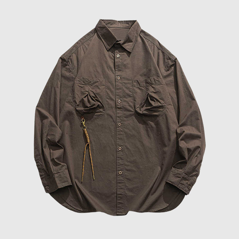 Style Core Aesthetics, New Style Trends Multi-Pockets Solid Shirts