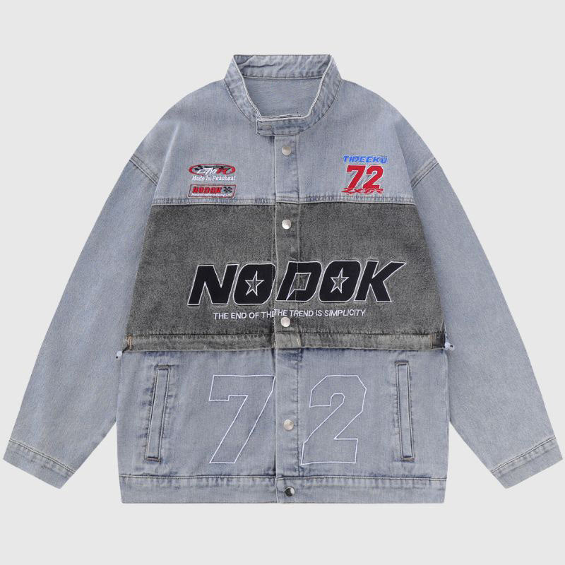 Style Core Aesthetics, New Style Trends Number Embroidered Denim Jacket