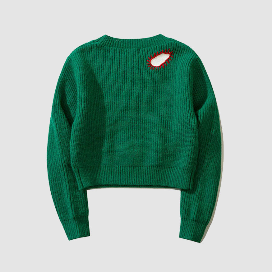 Style Core Aesthetics, New Style Trends Paramecium Pattern Embroidery Cropped Sweater