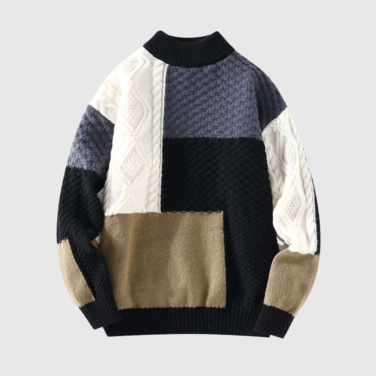 Style Core Aesthetics, New Style Trends Patchwork Turtleneck Sweater