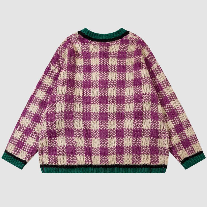 Style Core Aesthetics, New Style Trends Plaid Knit Cardigans