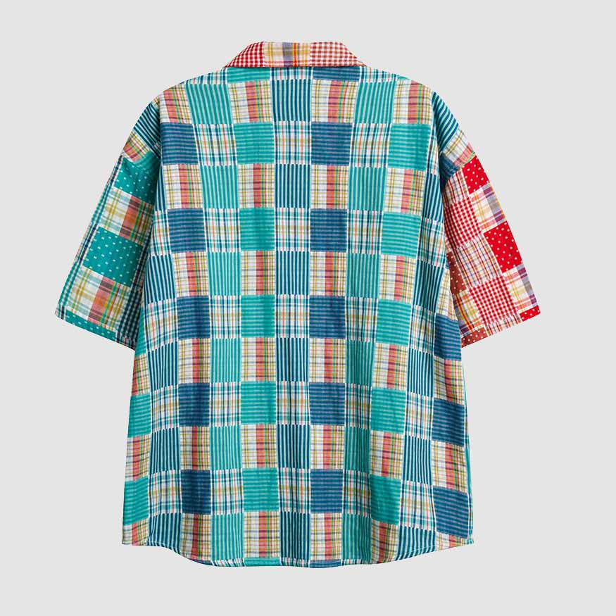 Style Core Aesthetics, New Style Trends Plaid Panel Loose Shirt