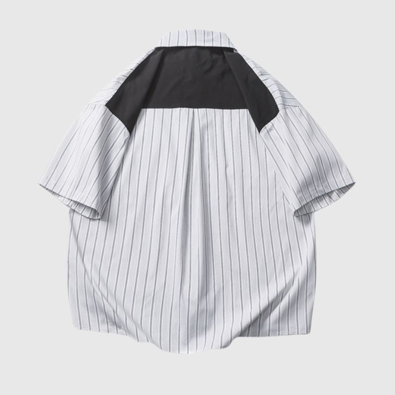 Style Core Aesthetics, New Style Trends Pocket Patchwork Striped Shirt