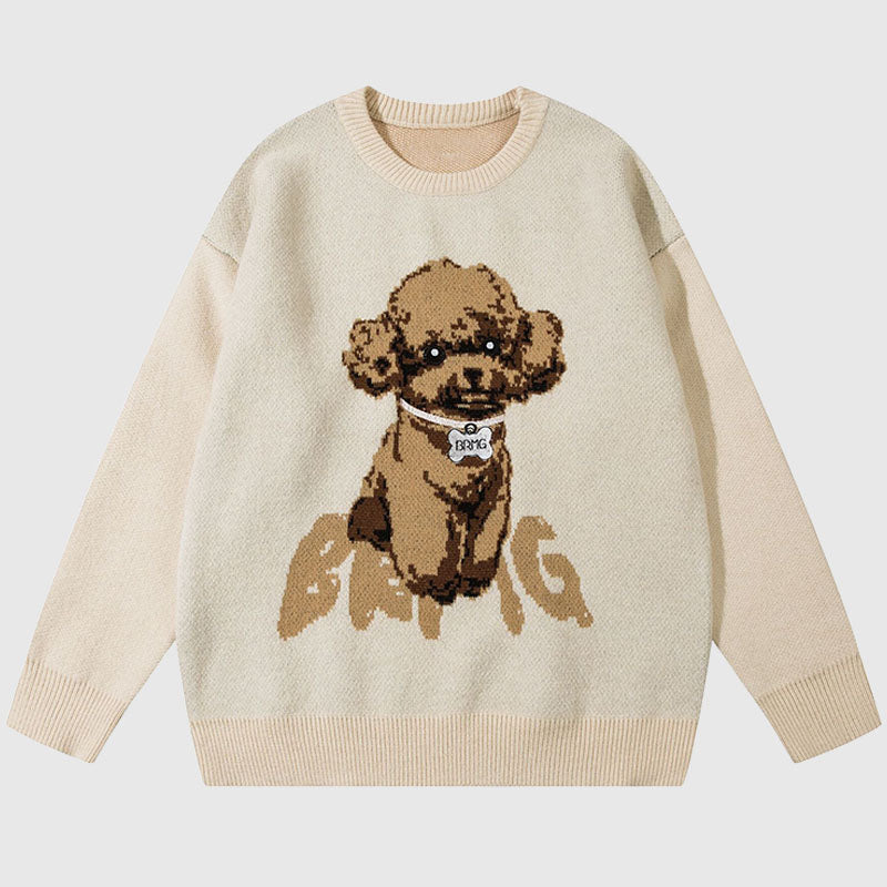 Style Core Aesthetics, New Style Trends Puppy Pattern Embroidered Pullover