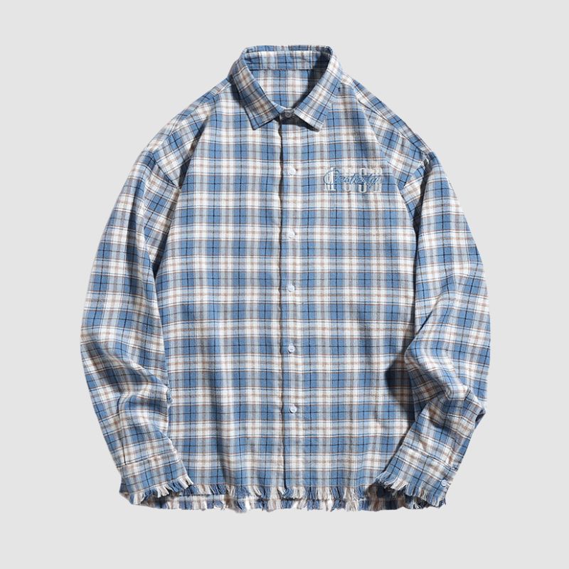 Style Core Aesthetics, New Style Trends Raw Hem Plaid Shirts