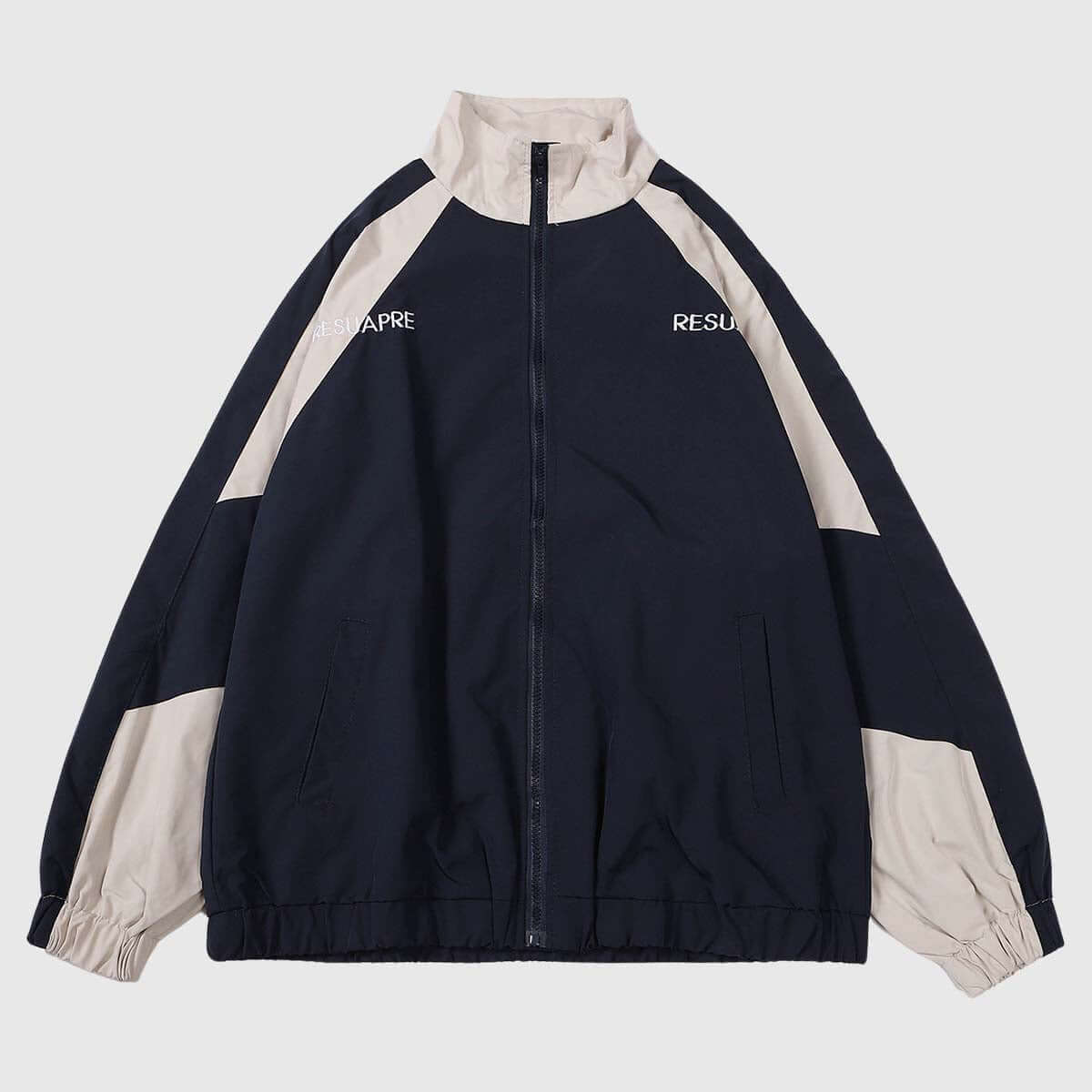 Style Core Aesthetics, New Style Trends Retro Colorblock Stand Collar Windbreaker