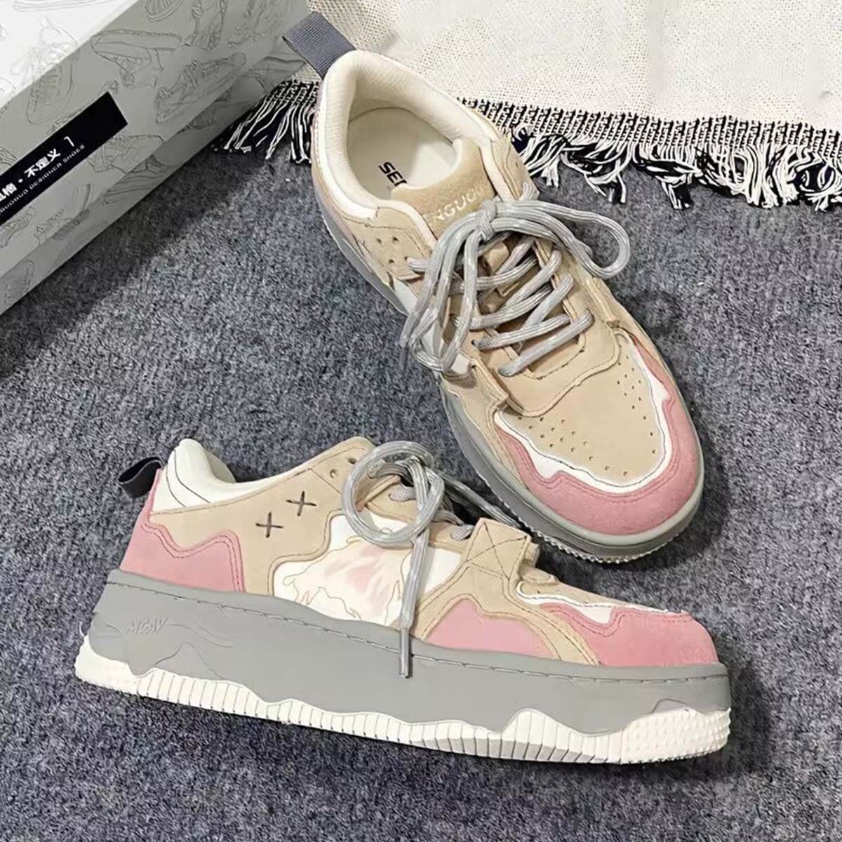 Style Core Aesthetics, New Style Trends Retro-Inspired Mixed Media Sneakers