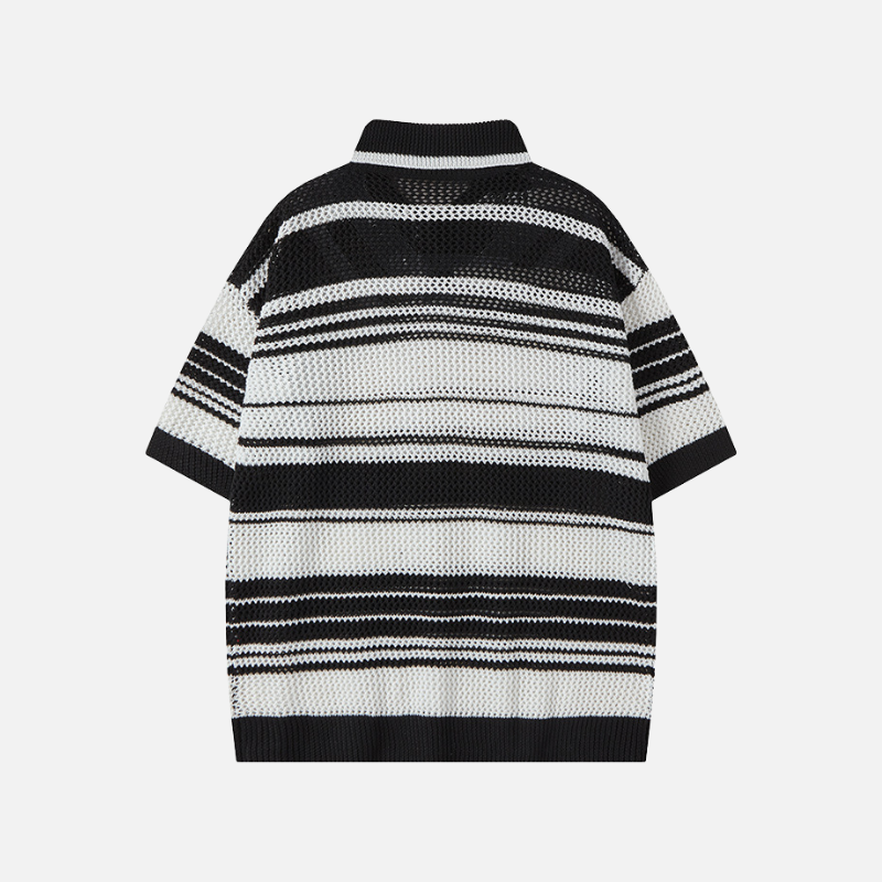 Style Core Aesthetics, New Style Trends Retro Striped Knit Polo