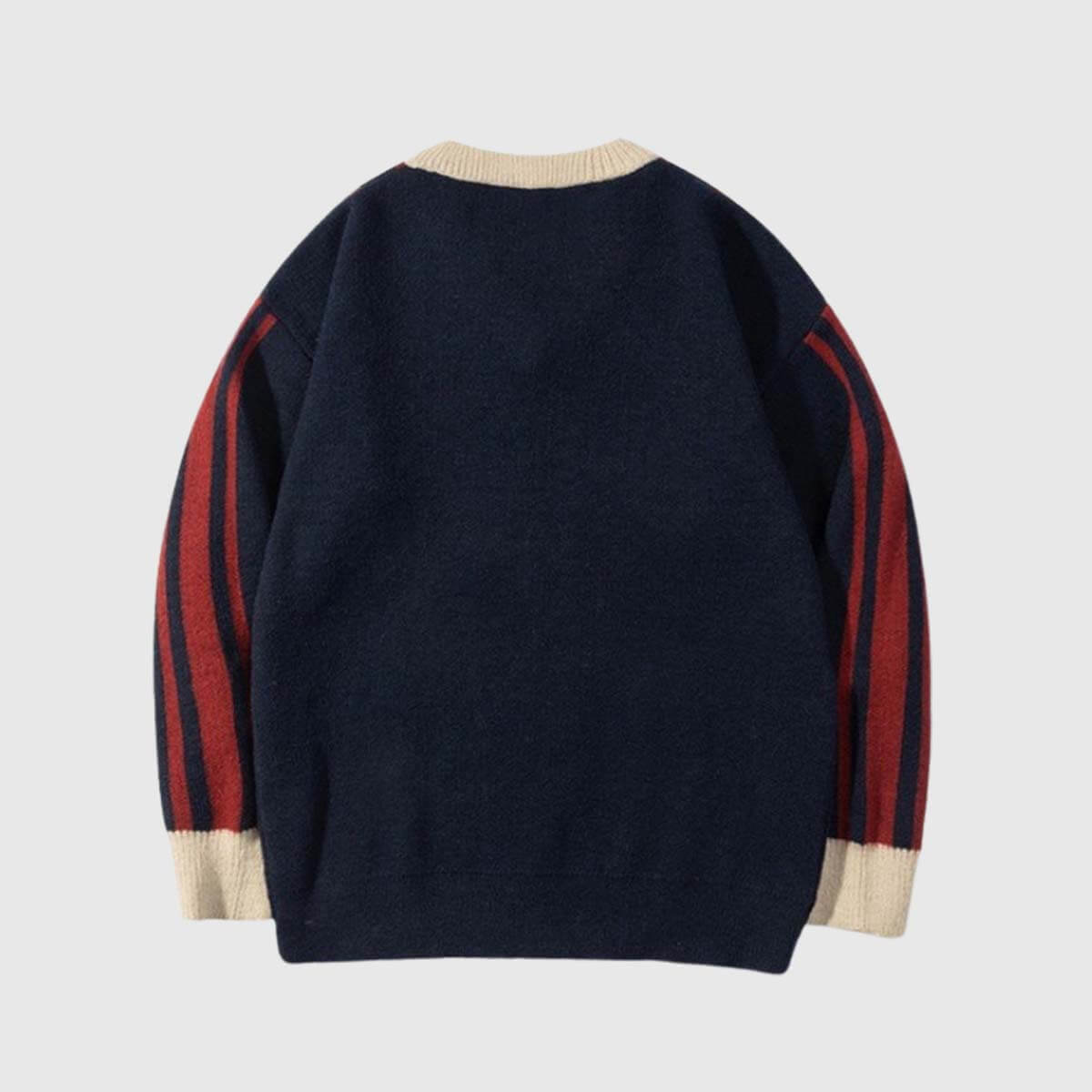 Style Core Aesthetics, New Style Trends Retro Striped V-Neck Sweater