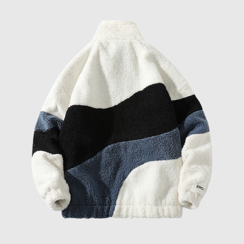 Style Core Aesthetics, New Style Trends Shearling Color-Block Collar Jacket