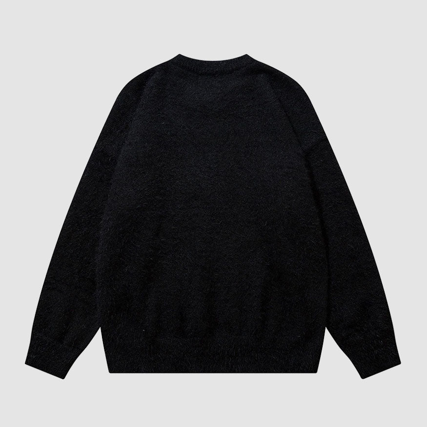 Style Core Aesthetics, New Style Trends Shy Dog Pattern Fuzzy Sweater