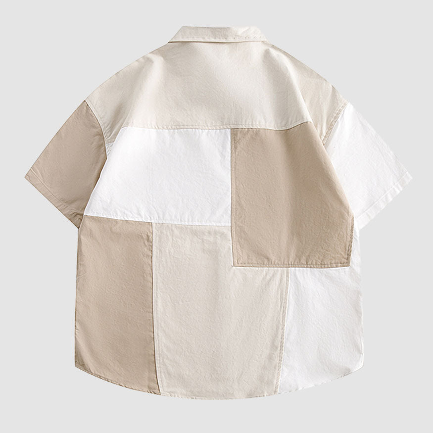Style Core Aesthetics, New Style Trends Simple Contrast Patchwork Shirts