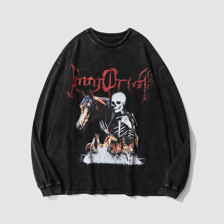 Style Core Aesthetics, New Style Trends Skeleton Devil Print Sweatshirt