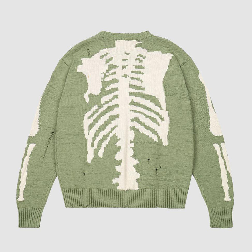 Style Core Aesthetics, New Style Trends Skeleton Print Knitted Sweater