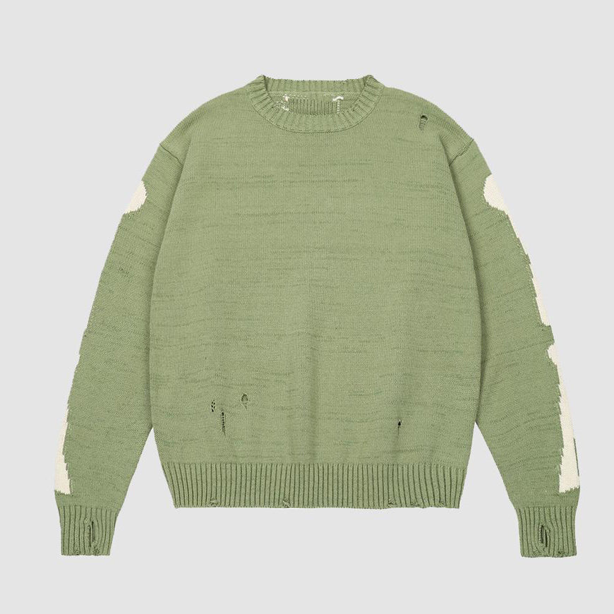 Style Core Aesthetics, New Style Trends Skeleton Print Knitted Sweater
