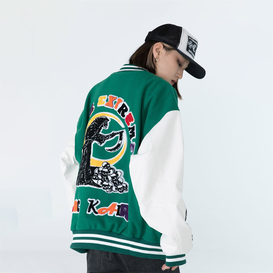 Style Core Aesthetics, New Style Trends Skull Armband Varsity Jackets