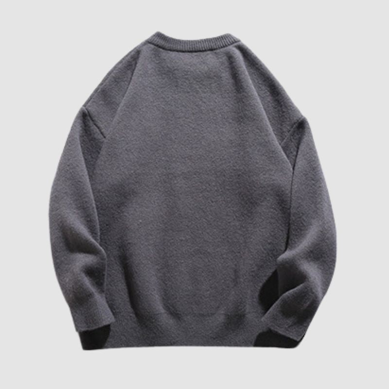 Style Core Aesthetics, New Style Trends Solid Color Letter Jacquard Knit Sweater