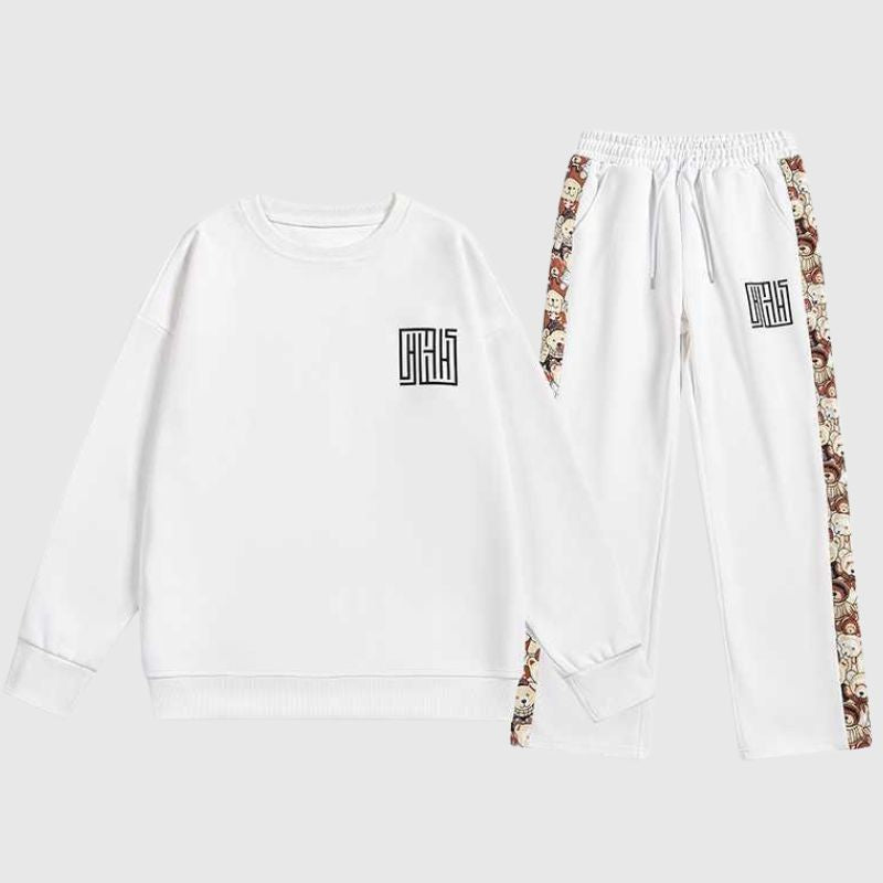 Style Core Aesthetics, New Style Trends Solid Patchwork Hoodie Set