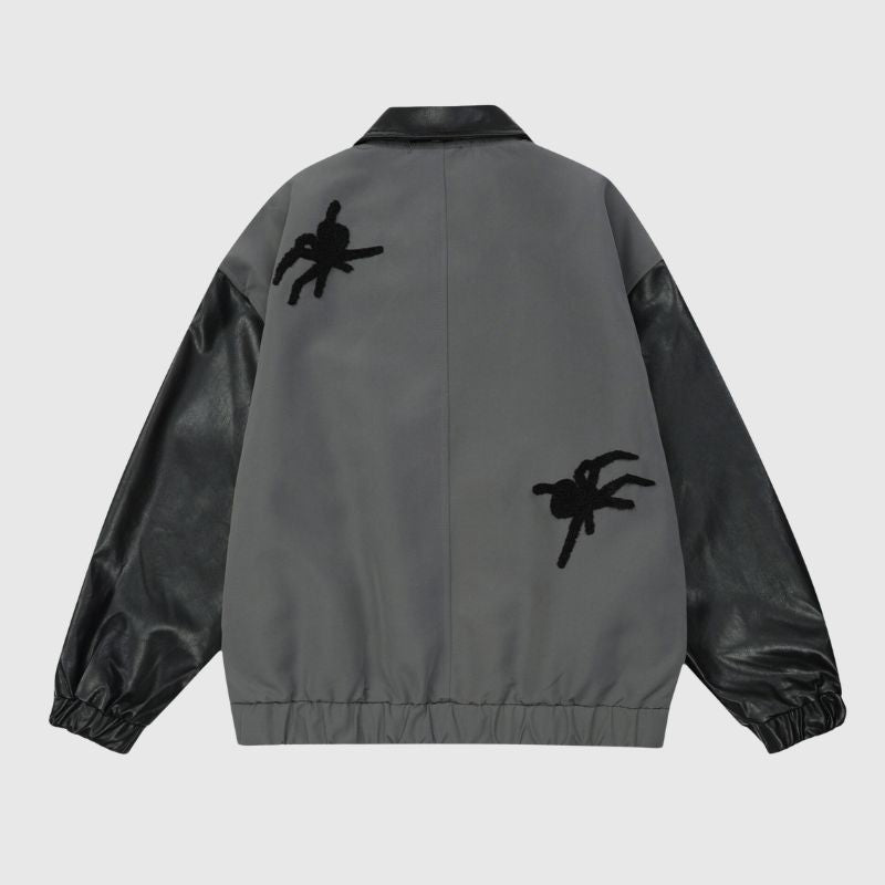 Style Core Aesthetics, New Style Trends Spider Embroidered Hip-Hop Leather Jacket