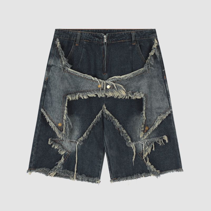 Style Core Aesthetics, New Style Trends Star Patch Embroidered Shorts