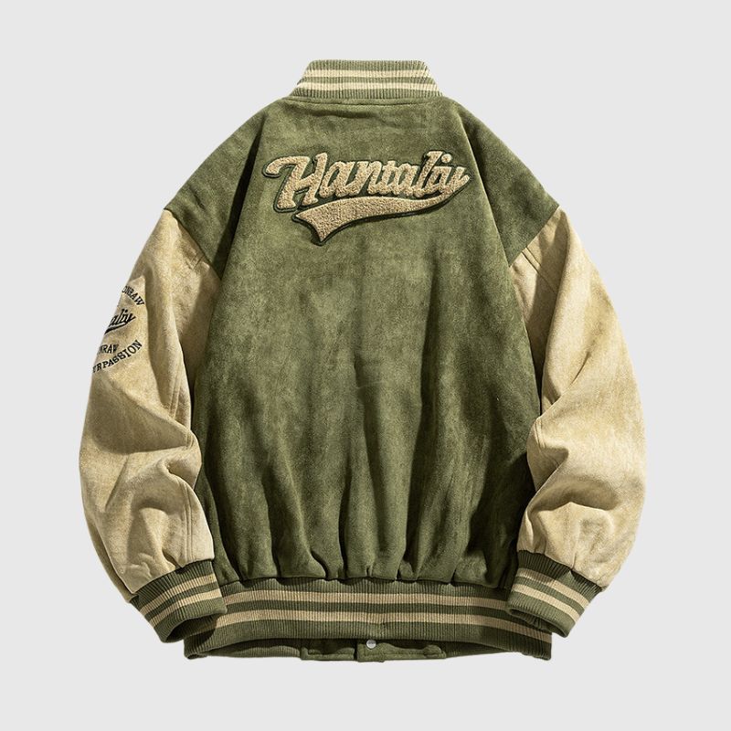 Style Core Aesthetics, New Style Trends Street-Style Embroidered  Suede Baseball Jacket