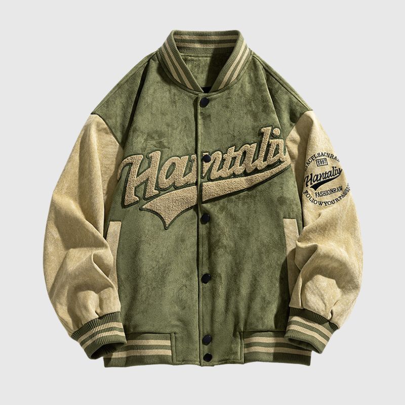 Style Core Aesthetics, New Style Trends Street-Style Embroidered  Suede Baseball Jacket