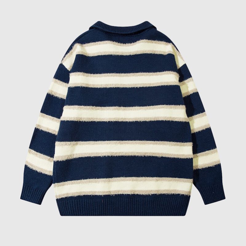 Style Core Aesthetics, New Style Trends Striped Collar College-Style Sweater