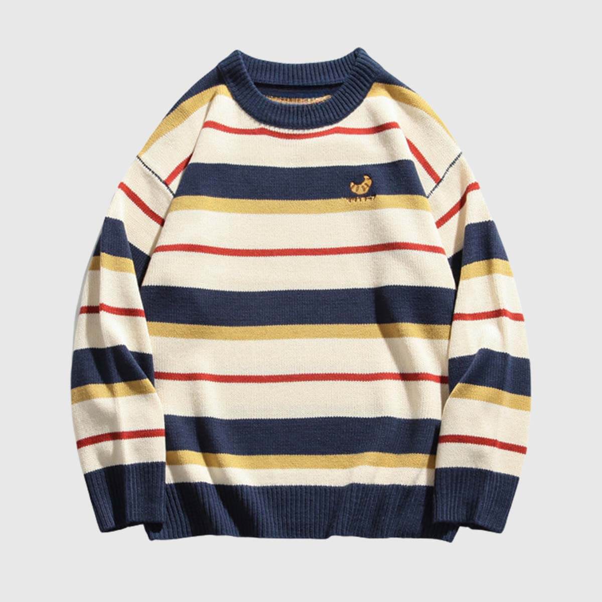 Style Core Aesthetics, New Style Trends Striped Embroidered Knit Sweater