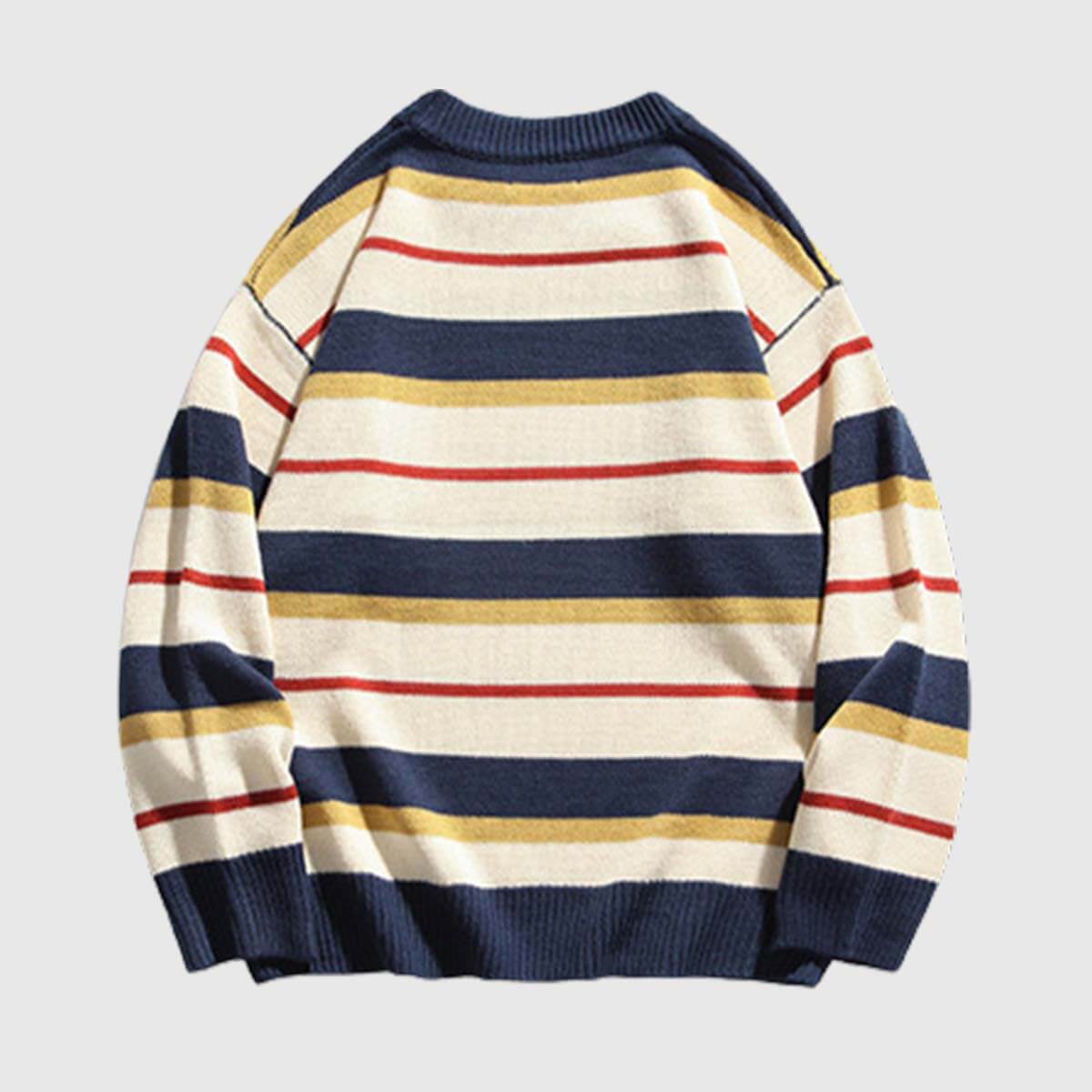 Style Core Aesthetics, New Style Trends Striped Embroidered Knit Sweater