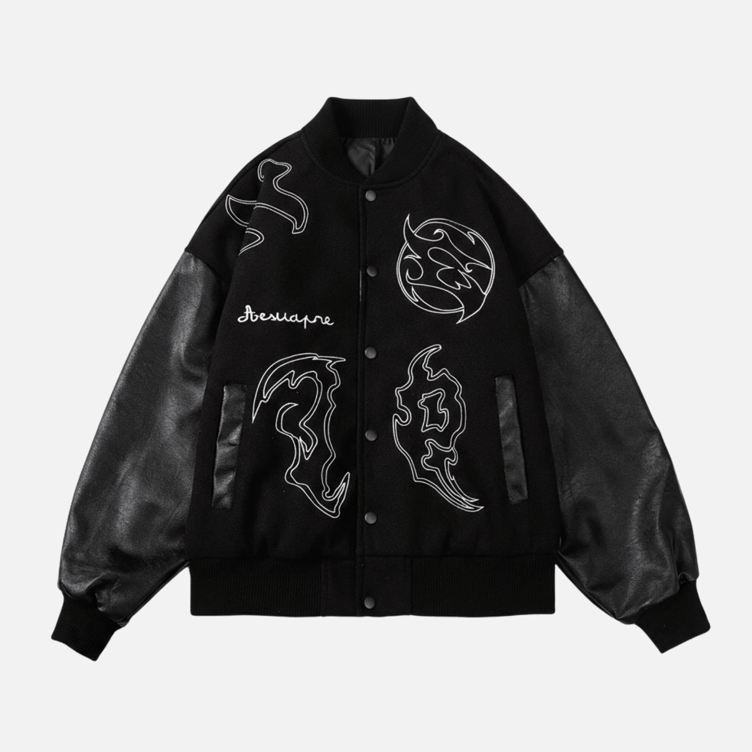 Style Core Aesthetics, New Style Trends Symbol Embroidery PU Leather Stitching Baseball Jacket