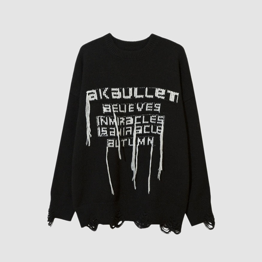 Style Core Aesthetics, New Style Trends Tassel Word Design Sweater