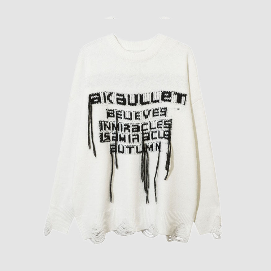 Style Core Aesthetics, New Style Trends Tassel Word Design Sweater