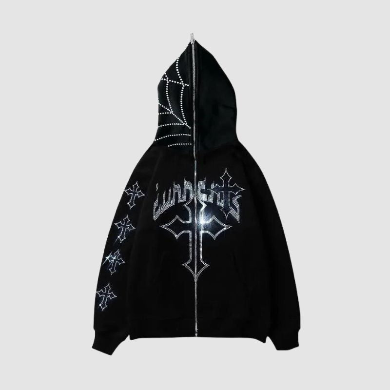 Style Core Aesthetics, New Style Trends Trendy Hip-Hop Metal-Zip Hoodie