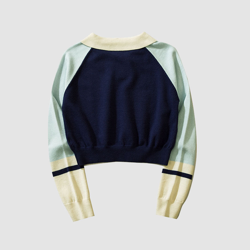Style Core Aesthetics, New Style Trends Turndown Collar Letter Print Cropped Sweater