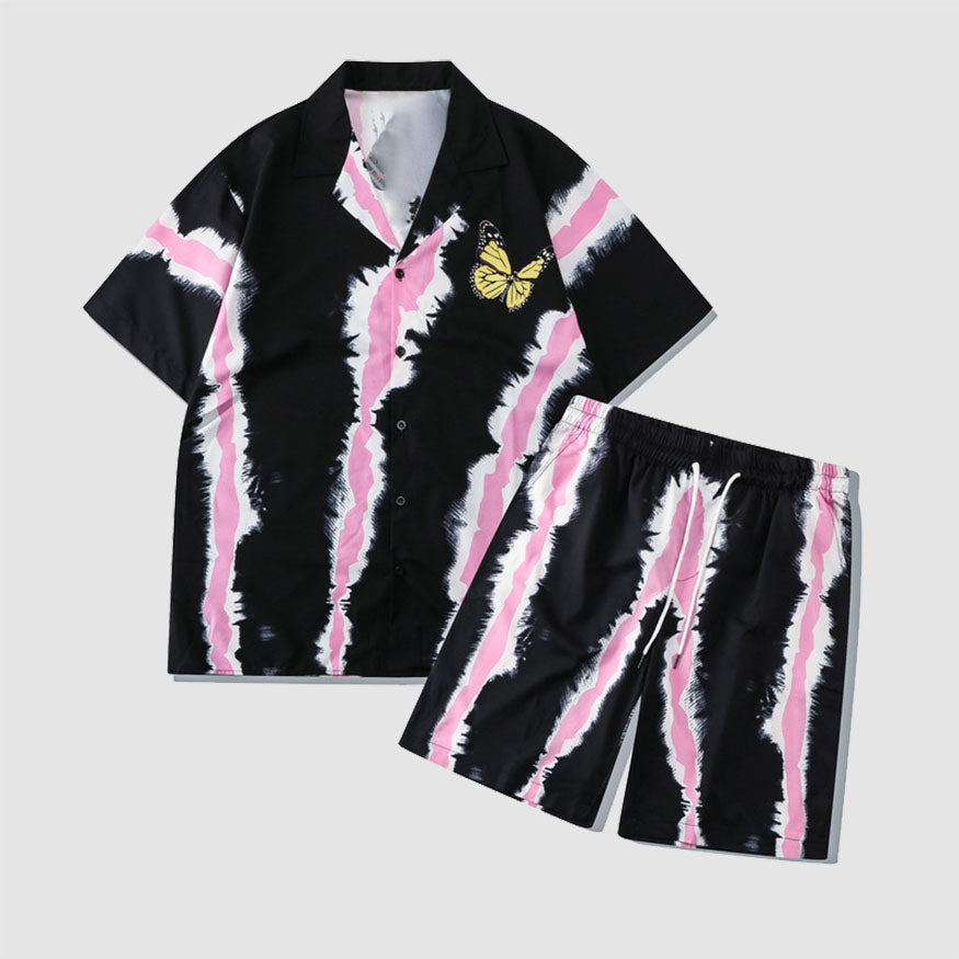Style Core Aesthetics, New Style Trends Two Piece Butterfly Print Shirt + Shorts