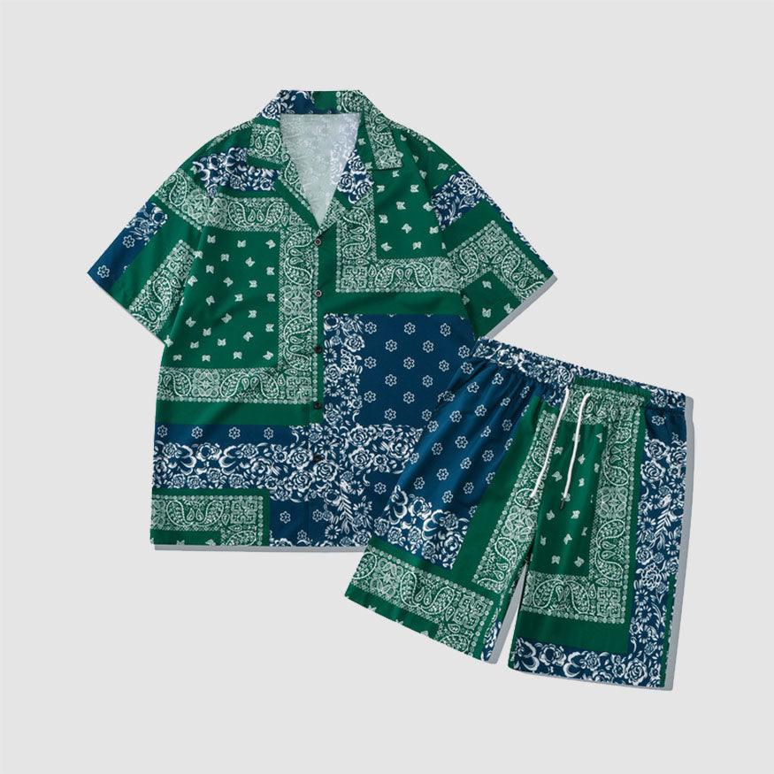 Style Core Aesthetics, New Style Trends Two Piece Cashew Floral Print Shirt + Shorts