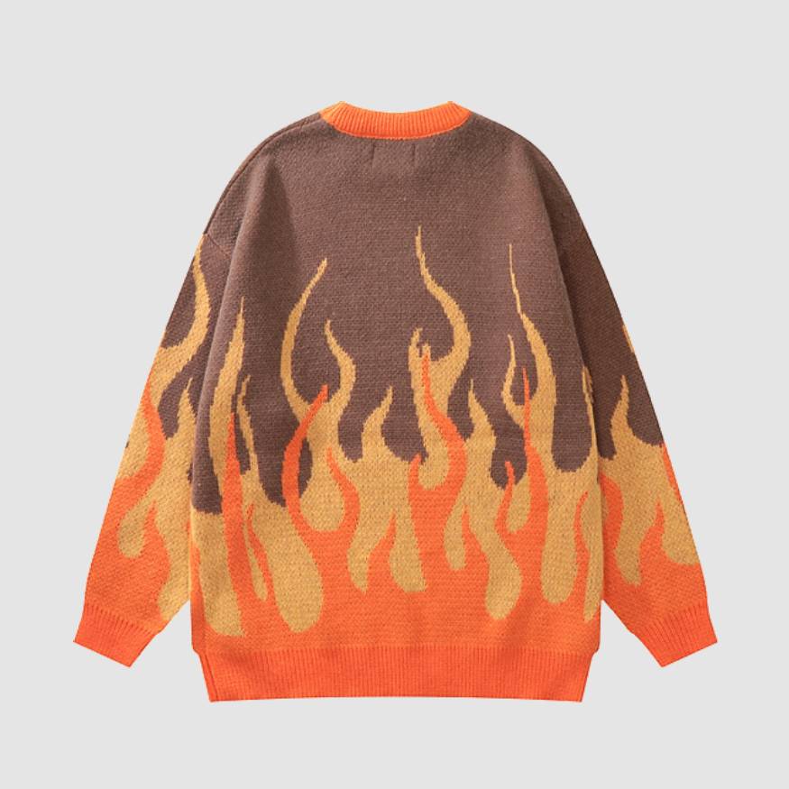 Style Core Aesthetics, New Style Trends Two Tone Flame Pattern Knit Sweater